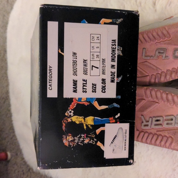 Vintage L.A. Gear white and pink double laced shooters low tops - Picture 6 of 7